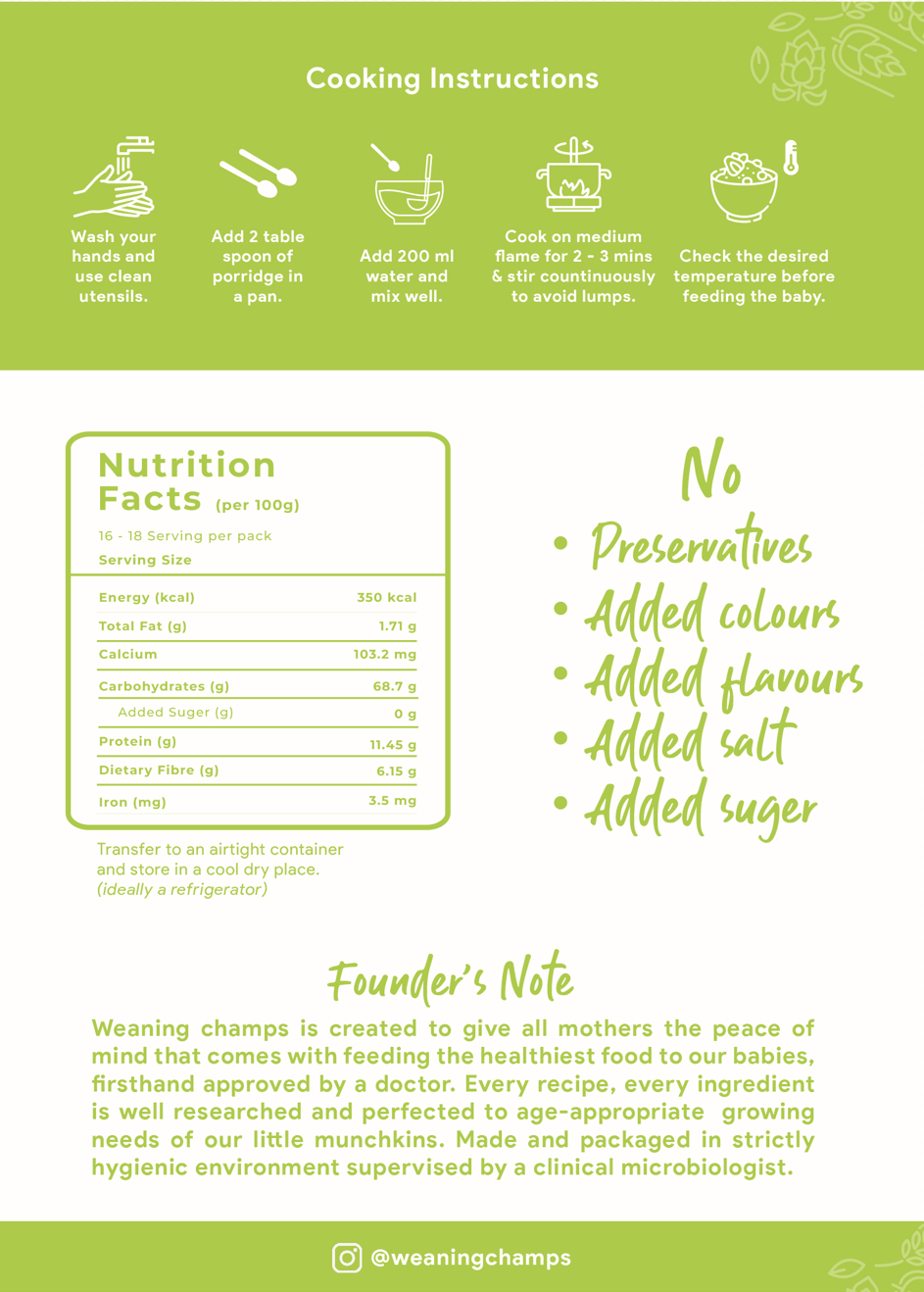 Beanful Porridge - Organic Baby Weaning Cereal (6+ Months) | Rich in Calcium, Iron, Zinc & Protein