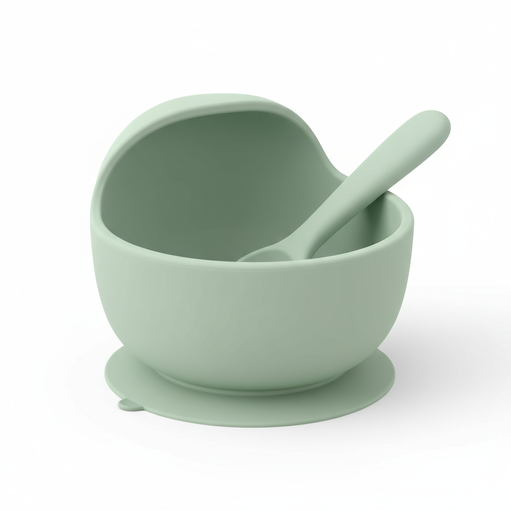 Silicon Feeding Bowl with Suction Base and Spoon