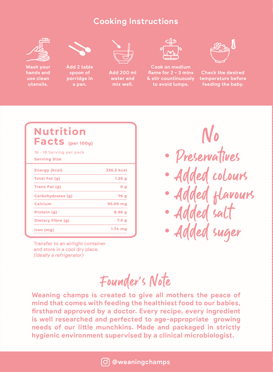 Semolina Lotus Porridge - Organic Baby Cereal (6+ Months) | Rich in Calcium, Protein & 16 Essential Nutrients