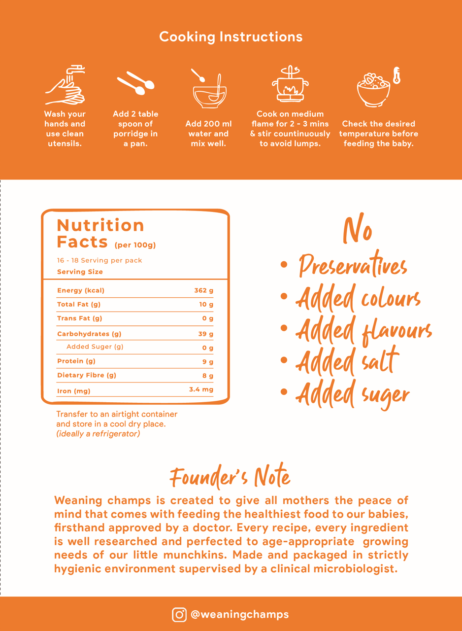 Sprouty Nutty Oatmeal - Organic Baby Weaning Porridge (6+ Months) | Rich in Iron, Protein & Antioxidants