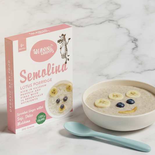 Semolina Lotus Porridge - Organic Baby Cereal (6+ Months) | Rich in Calcium, Protein & 16 Essential Nutrients