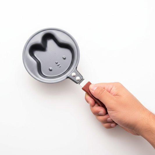 Mini pancake pan size reference held in hand