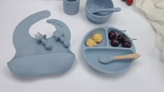8 Pcs Silicon Baby Feeding Set